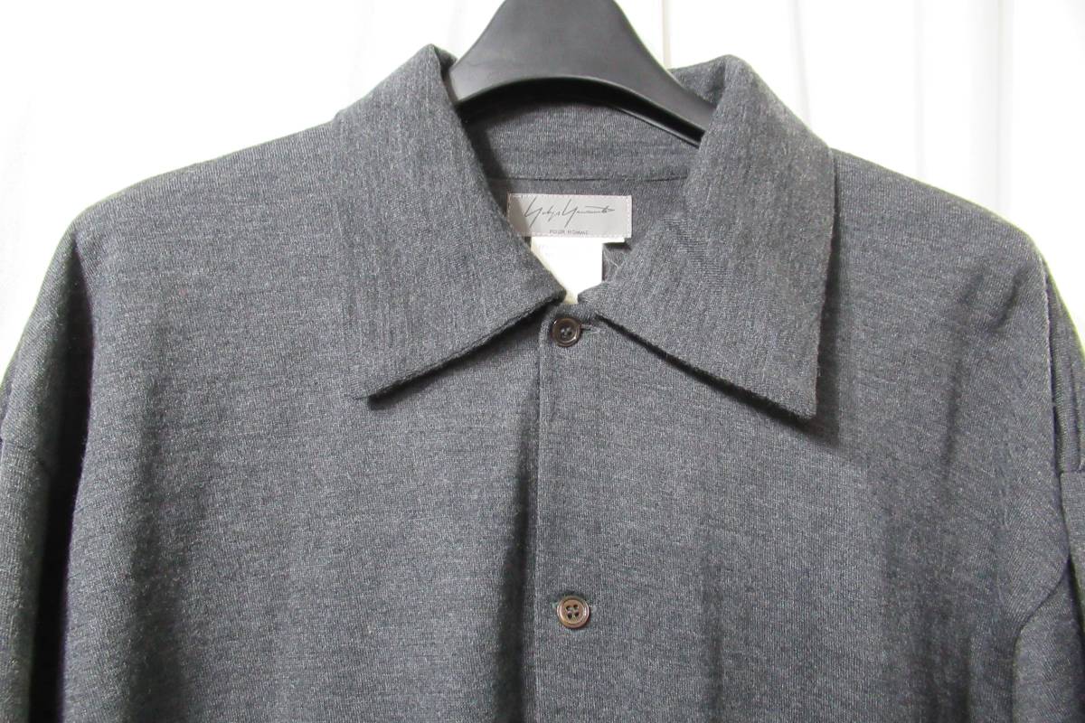  beautiful goods 98aw yohji yamamoto pour homme vintage gray wool simple blouse (HY-T35-975)