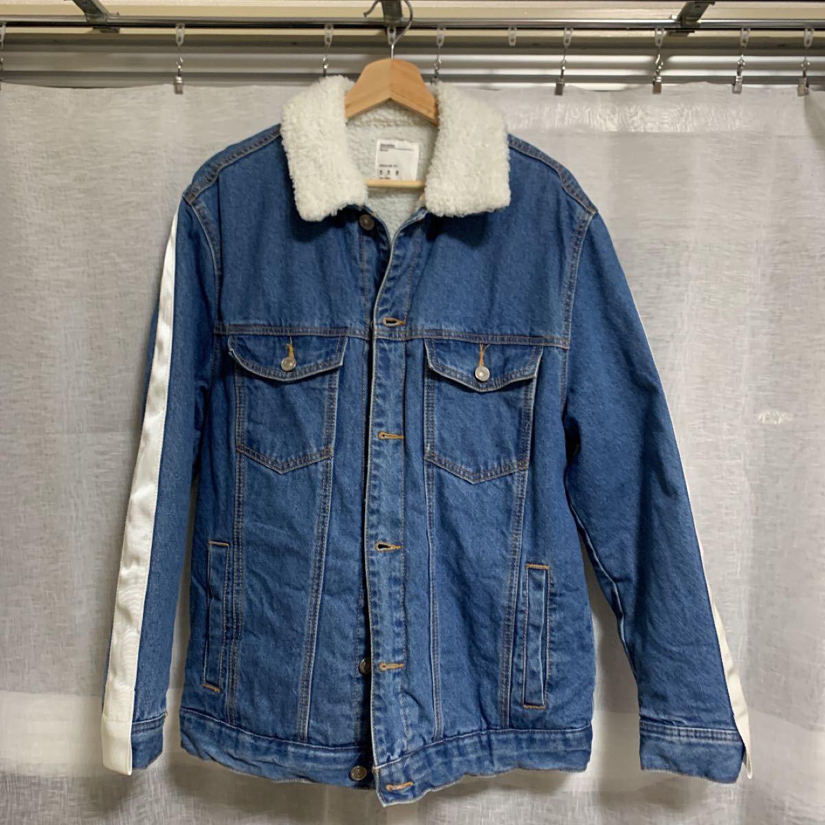 ①ベルシュカbershka ボアデニムジャケット　メンズ　裏起毛