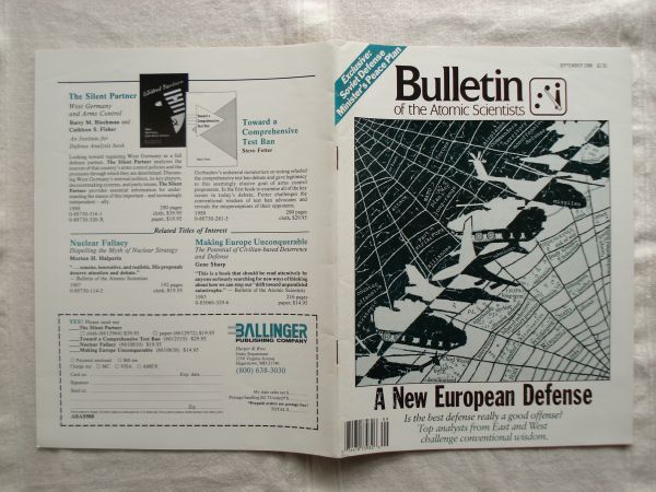 【原子力科学者会報 英語】 Bulletin of the Atomic Scientists 1988-9 /A New European Defense /核科学者紀要 学術誌 核兵器 軍備管理_画像3