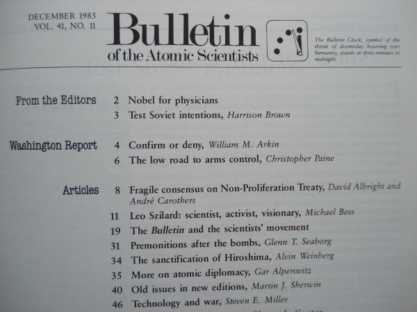 【原子力科学者会報 英語】 Bulletin of the Atomic Scientists 1985-12 /The Bulletin and the Scientists' Movement /核科学者紀要 軍備_画像9