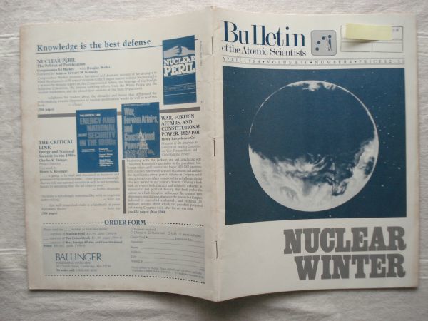 【原子力科学者会報 英語】 Bulletin of the Atomic Scientists 1984-4 /NUCLEAR WINTER /核科学者紀要 学術誌 核兵器 軍備管理 核の冬_画像3