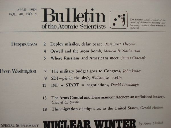 【原子力科学者会報 英語】 Bulletin of the Atomic Scientists 1984-4 /NUCLEAR WINTER /核科学者紀要 学術誌 核兵器 軍備管理 核の冬_画像8