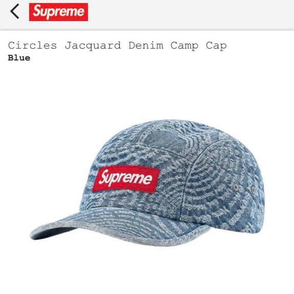 【新品】21aw Supreme Circles Jacquard Denim Camp Cap Blue シュプリーム サークル ジャカード デニム キャンプ キャップ ブルー