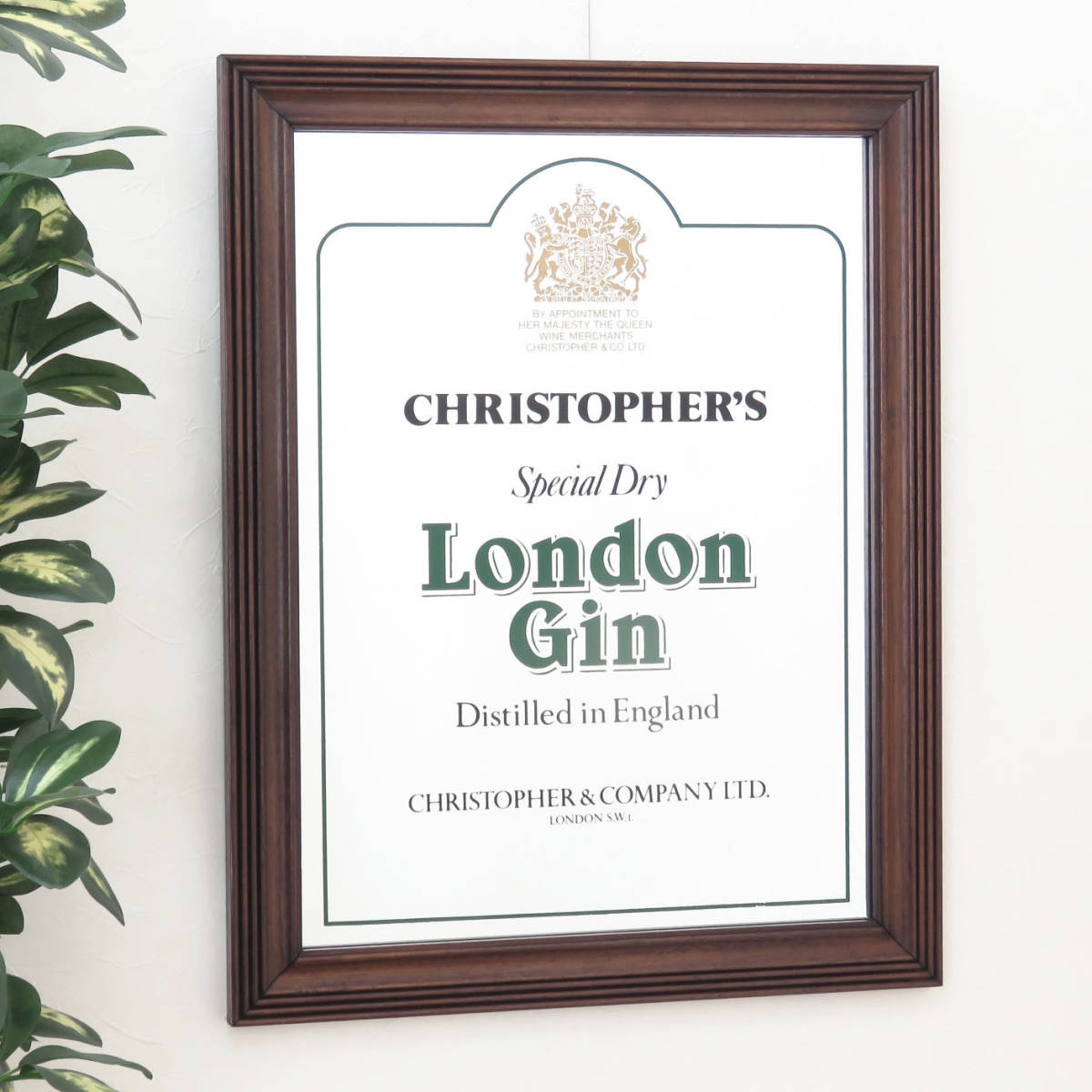 ビンテージ パブミラー CHRISTOPHER'S London Gin(イギリス王室御用達