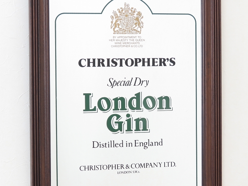 ビンテージ パブミラー CHRISTOPHER'S London Gin(イギリス王室御用達