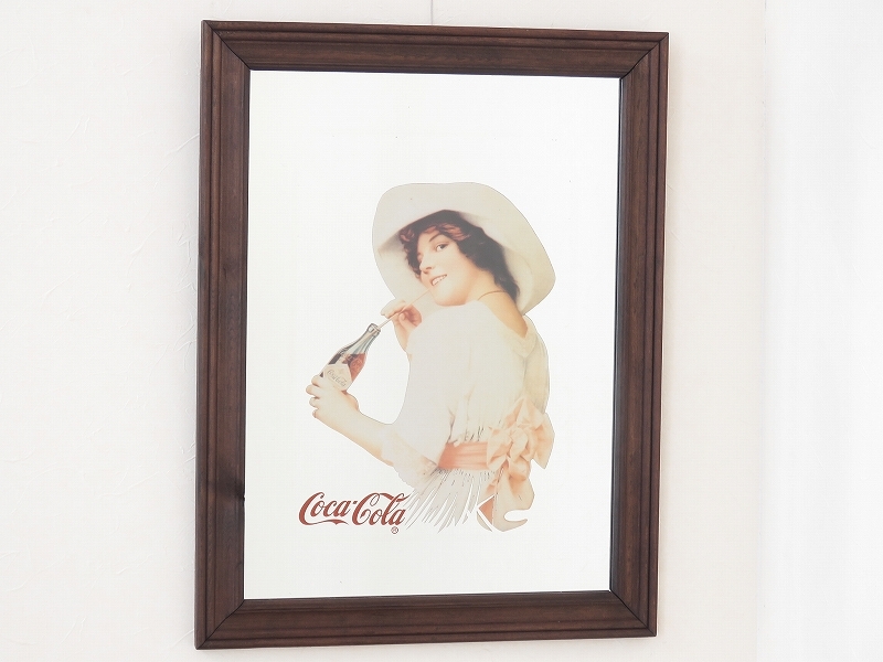 ビンテージパブミラー/コカ・コーラ (Coca-Cola) 白いドレスの女性/店舗什器(レストラン) /ディスプレイ/インテリア雑貨/壁掛け鏡/A-4450-8_画像2