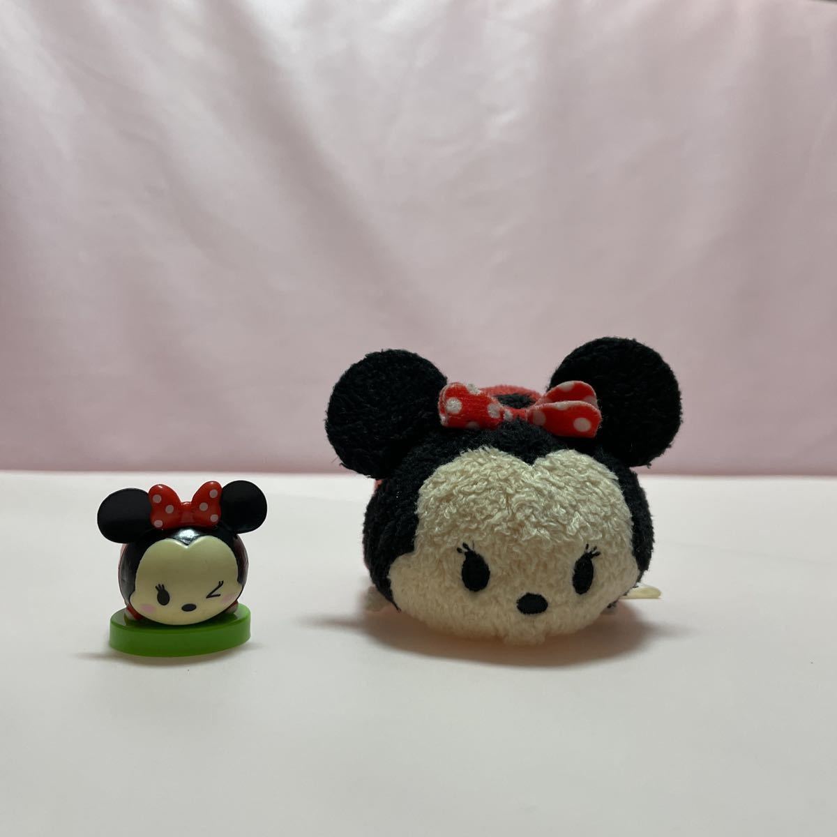 ディズニー　ツムツム ミニー　ぬいぐるみ ミニ (S) ディズニーストア　DS ・ チョコエッグのミニー　フィギュア　2個セット_画像1