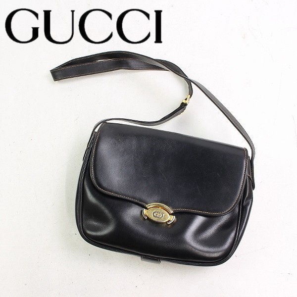 税込】 レザー GG金具 ヴィンテージ◇GUCCI/オールドグッチ 斜め掛け