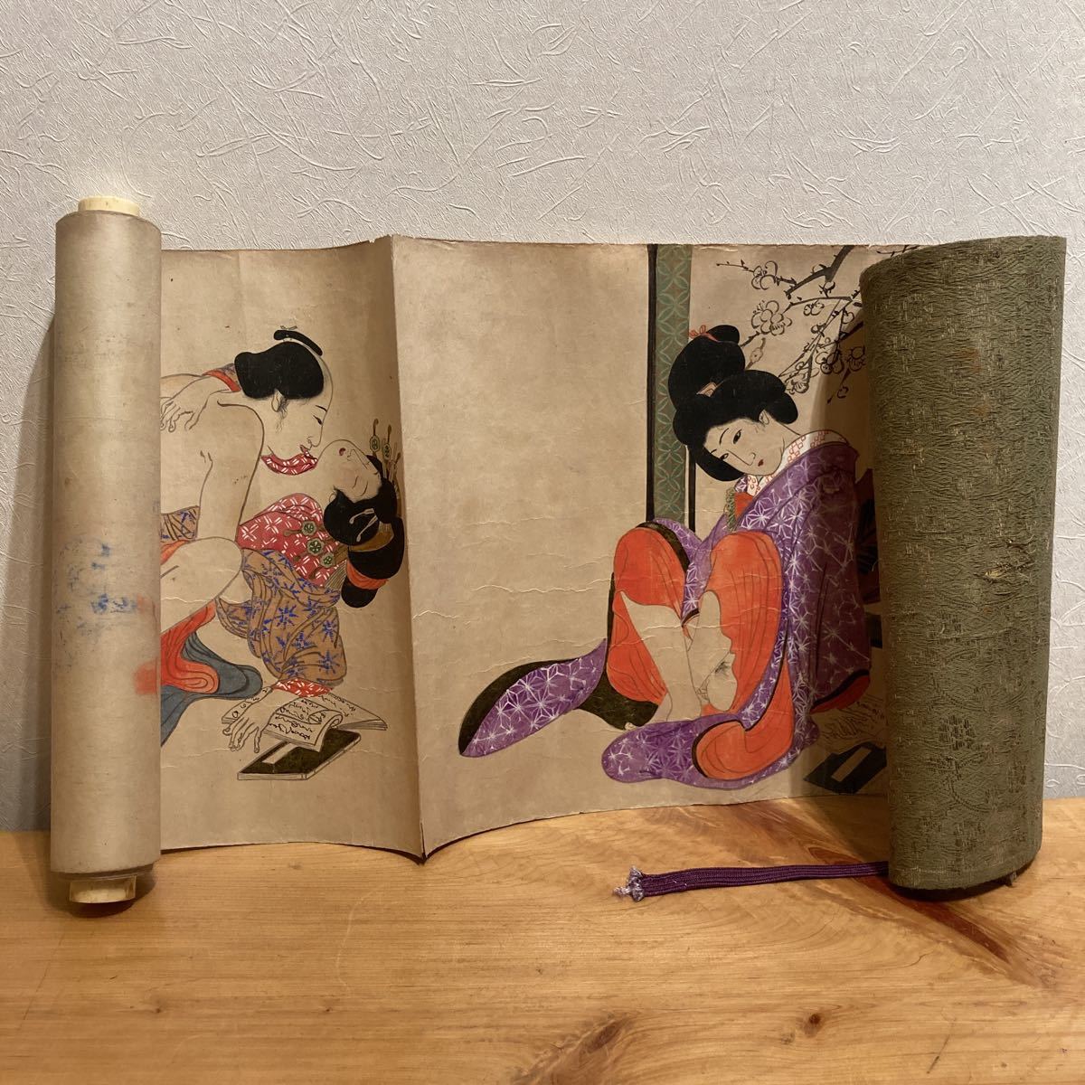 江戸時代 肉筆 春画 古画 七図 巻物◇日本画 民画◇題箋・菱川 江戸時代 肉筆 春画 古画 七図 巻物◇日本画 民画◇題箋・菱川