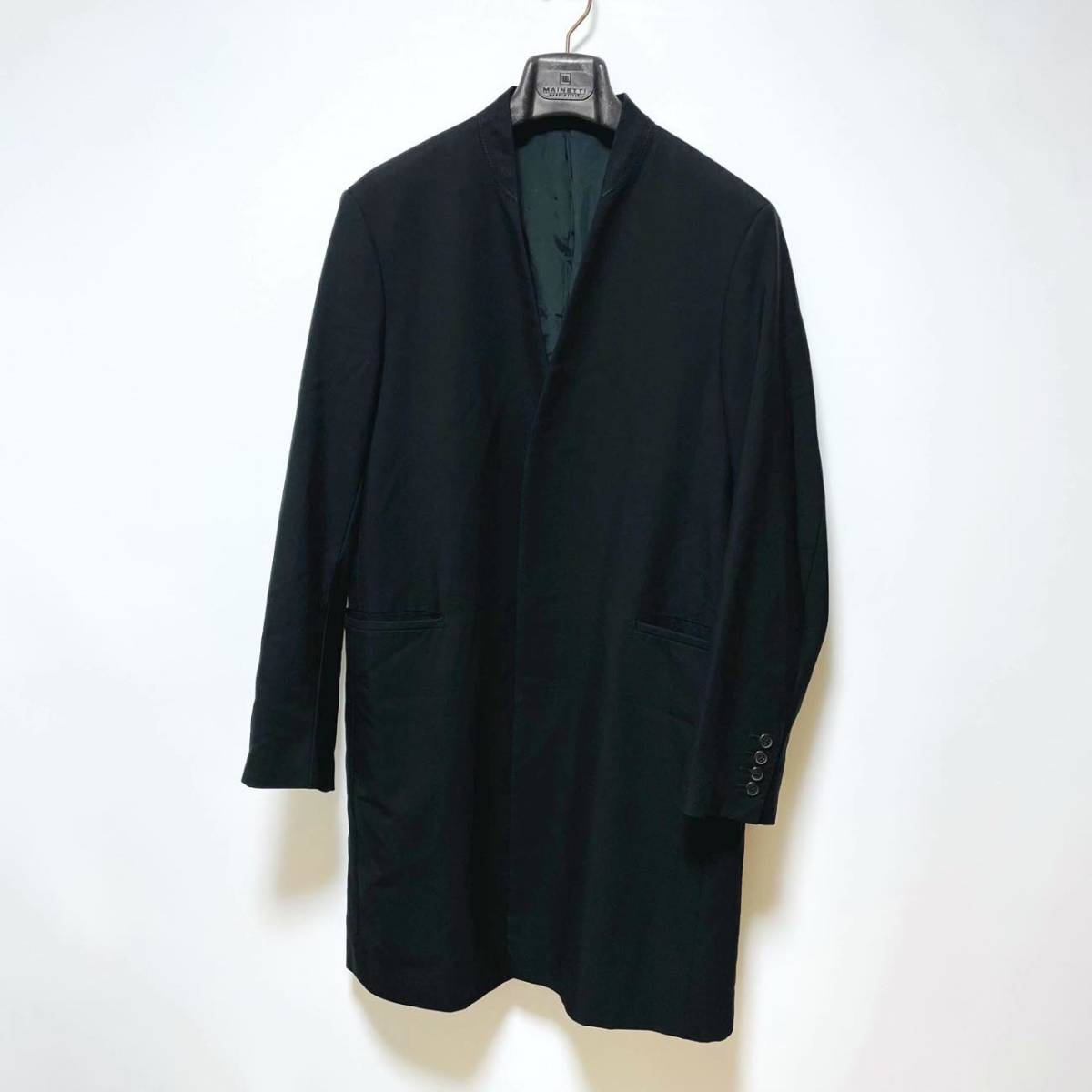  Lad Musician no color long jacket 42 regular price 70,400 jpy LAD MUSICIAN men's COLLARLESS LONG JACKET coat black wool 