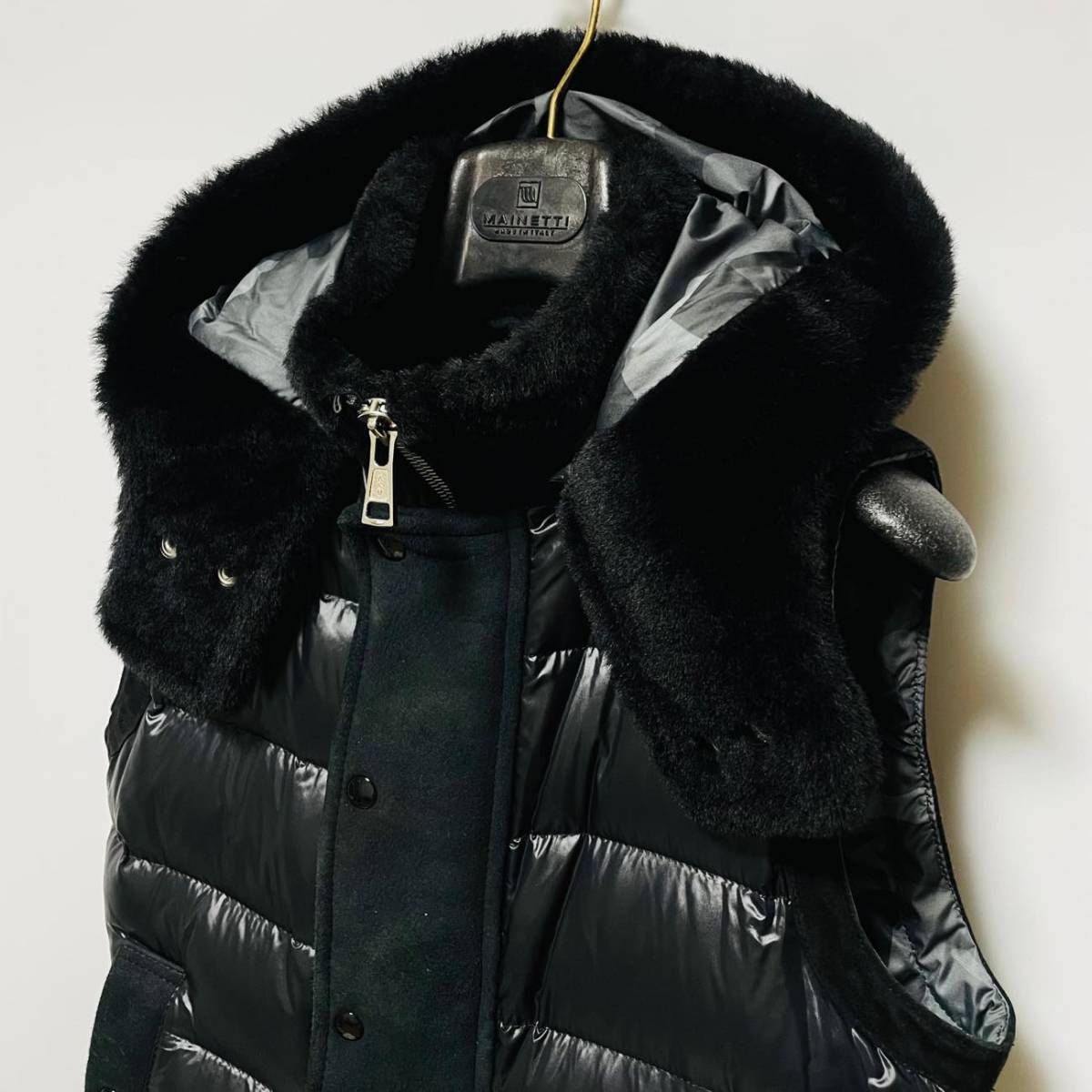  superior article AKM EMMETI special order mouton leather switch down vest S regular price 205,200 jpy ei Kei M emeti rug spo 1piu1uguale3 down jacket 