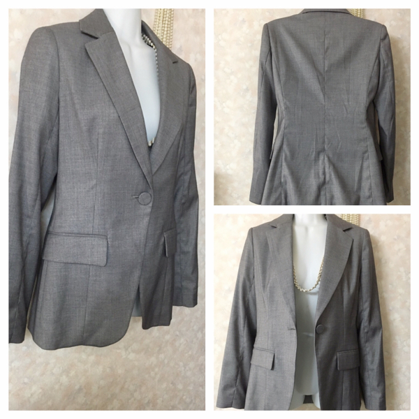  прекрасный товар DURAS Duras простой tailored jacket серый необшитый на спине Basic дизайн офис casual . бесплатная доставка!