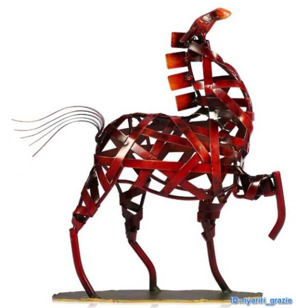 Tooarts 馬 金属 彫刻 鉄 メッシュ ハンドメイド 模型 ホース 置物 デコレーション アート 5 送料無料_画像1