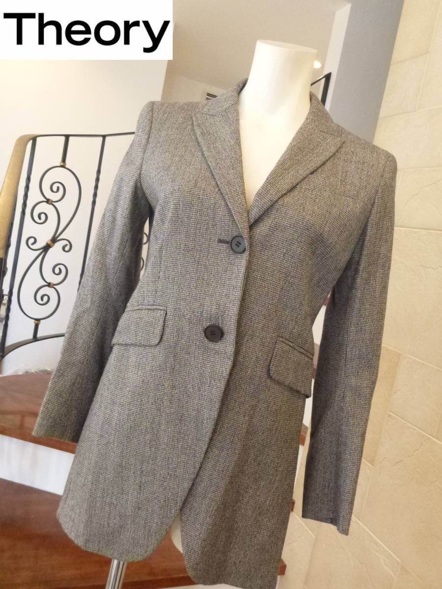 【ご予約品】 4.5万 超美品 ブラック系ツイード ロングジャケット 2 M相当 ★黒 THEORY セオリー Mサイズ 【ご予約品】 4.5万 超美品 ブラック系ツイード ロングジャケット 2 M相当 ★黒 THEORY セオリー Mサイズ