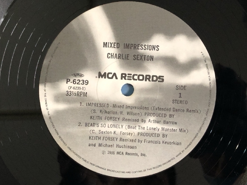 美盤 チャーリー・セクストン Charlie Sexton 1986年 LPレコード ミックスト・インプレッションズ Mixed Impressions 国内盤_画像8
