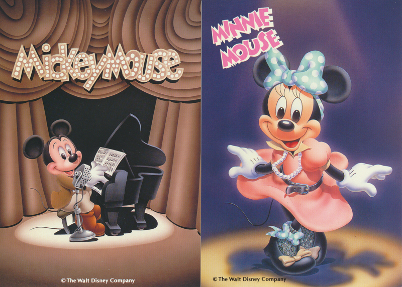 未使用 ディズニー ミッキーマウス 97%OFF 30年以上前のレトロなポストカード2点セット ミニーマウス 低廉