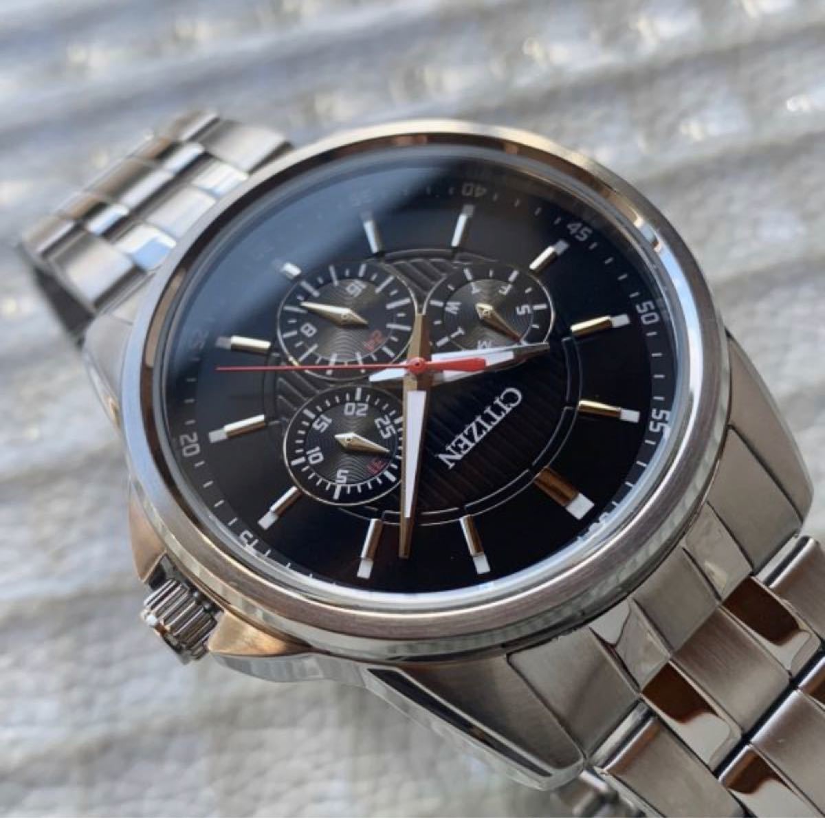 新品★大特価★CITIZEN/シチズン/クオーツ/クロノグラフ/ブラック/生活防水/メンズ腕時計/ステンレス/高級ブランド/黒/