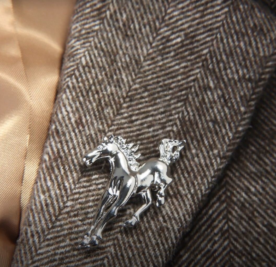乗馬 馬ブローチ シルバー 新品