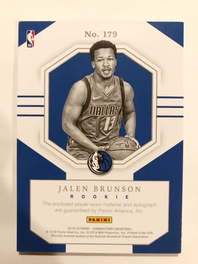 高級版直書/199 RC Auto Jersey 18 Panini Jalen Brunson ジャレン・ブランソン ルーキー サイン ユニフォーム NBA Knicks ニックス 大活躍_画像2