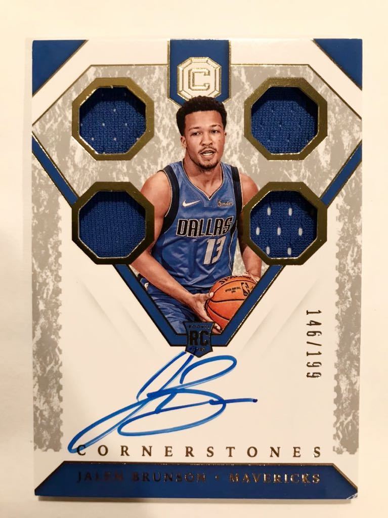 高級版直書/199 RC Auto Jersey 18 Panini Jalen Brunson ジャレン・ブランソン ルーキー サイン ユニフォーム NBA Knicks ニックス 大活躍_画像1