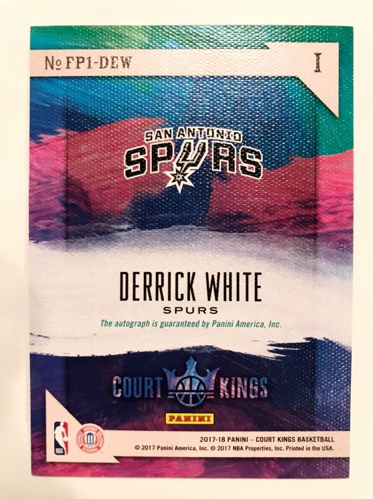 SP直書 RC Auto 背番号入 17-18 Panini Court Kings Derrick White デリック・ホワイト ルーキー サイン NBA スパーズ Spurs 米代表 バスケ_画像2