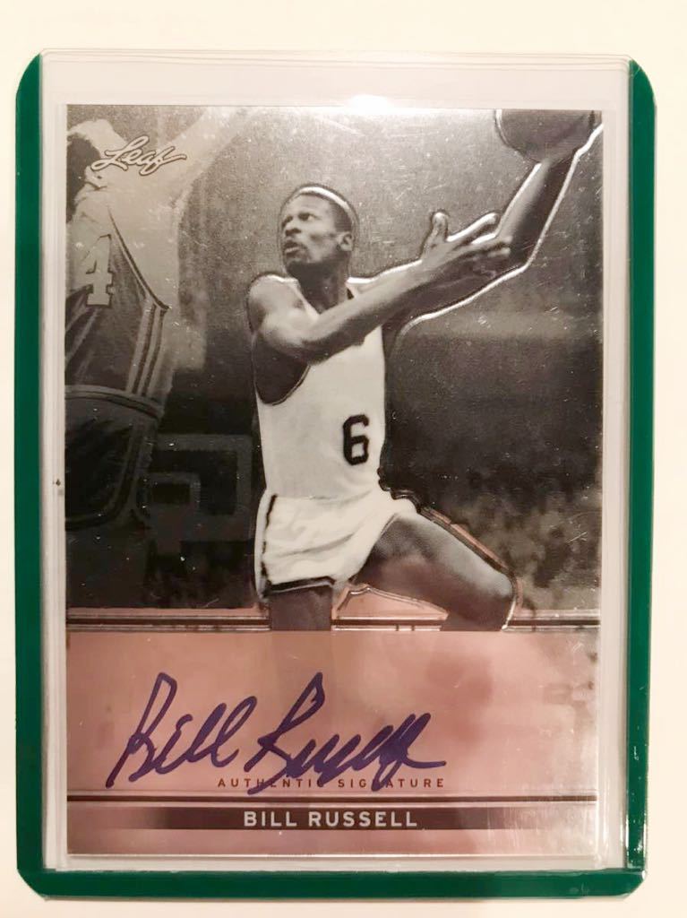 Super Rare 直書 Auto 11回優勝 13 Leaf Bill Russell ビル・ラッセル 直筆 サイン NBA セルティックス Celtics USC Panini バスケ MVP HOF_画像1