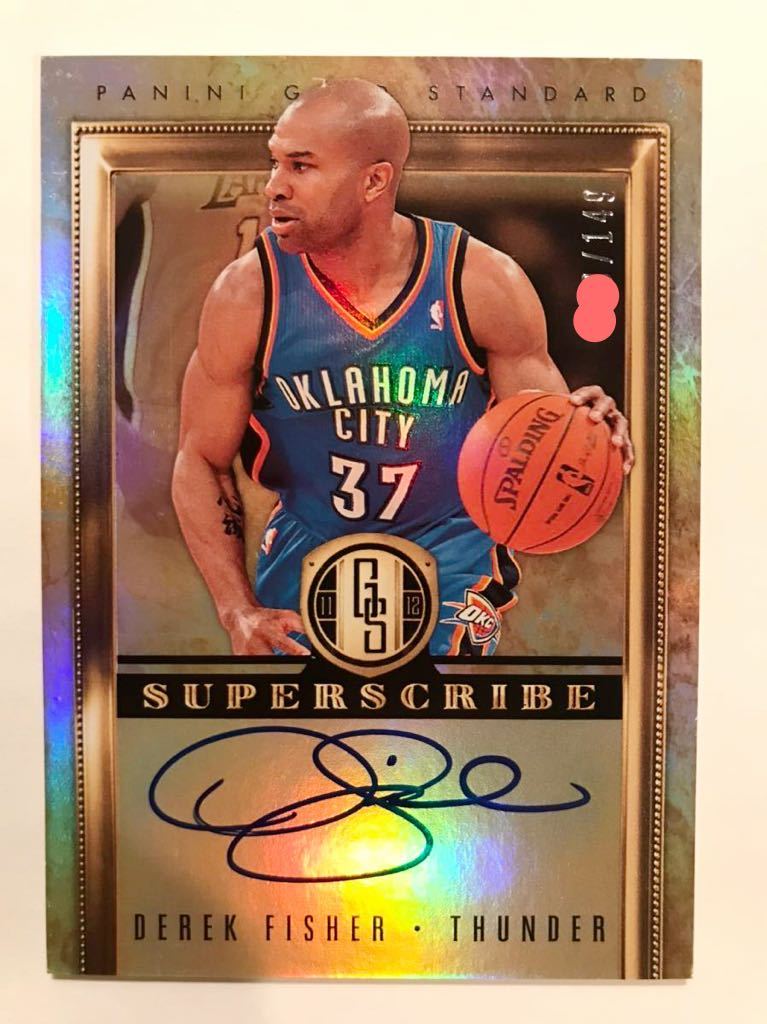 最高級直書/149 Auto レイカーズ レジェンド 12 Panini GS Derek Fisher デレック フィッシャー サイン NBA ユニフォーム Lakers 名選手_画像1