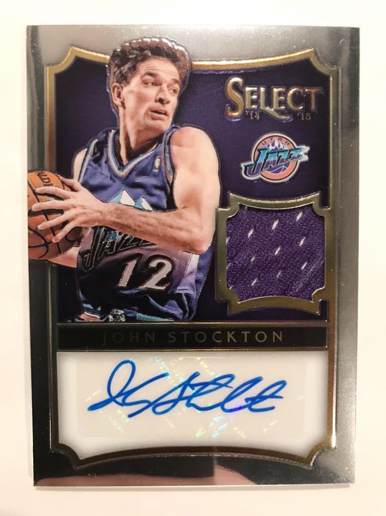 初期激レア/35 Auto Jersey 14-15 Panini Select John Stockton ジョン・ストックトン NBA サイン ユニフォーム Utah Jazz ユタ ジャズ HOF_画像1