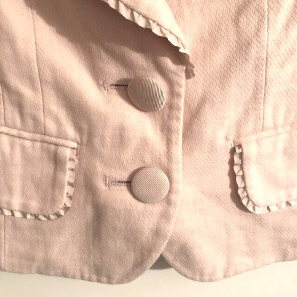 【最終価格】ジルスチュアート ピンクジャケット リボン フリル パイピング  くるみボタン