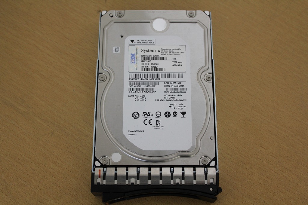 【1TB/SAS/3.5インチ】IBM/Systemx/Seagate/ST1000NM0023/FRU:90Y8567/PN:90Y8571/IBMマウンタ付属/7200rpm_画像1