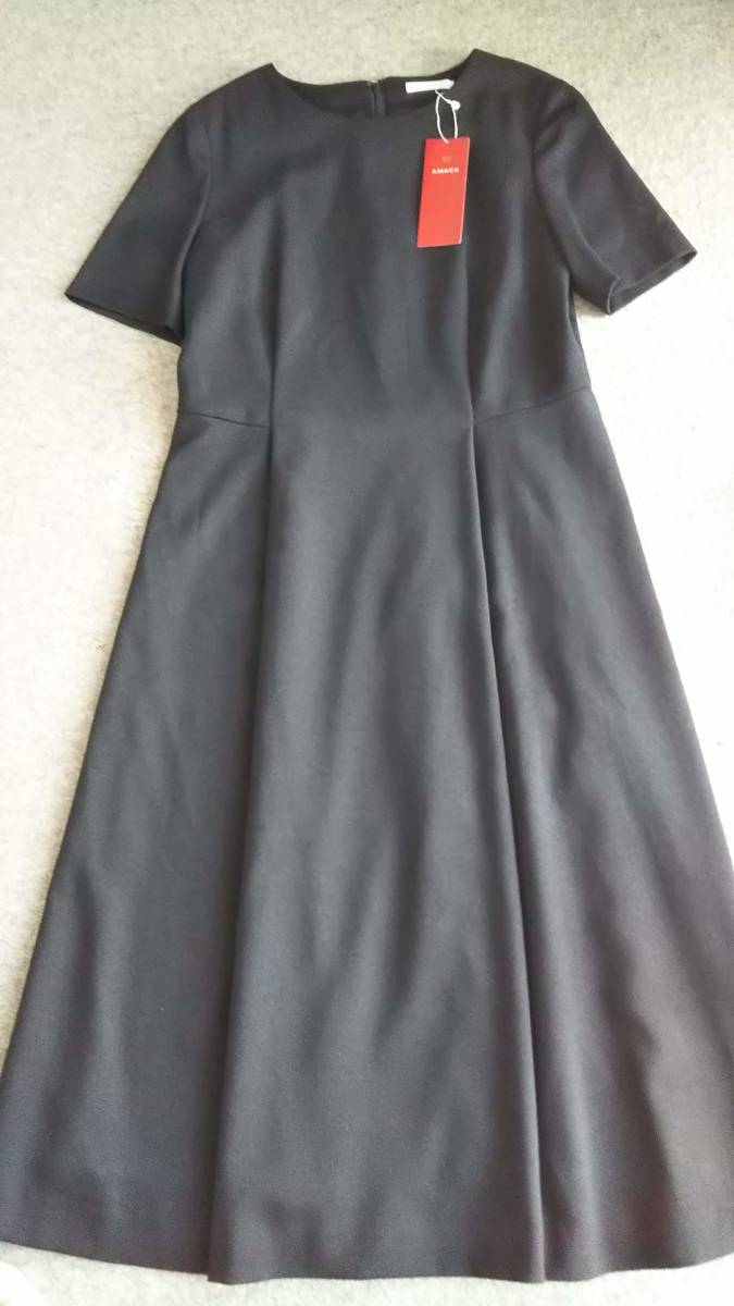 新品 AMACA アマカ オックスストレッチフィットフレアーワンピース