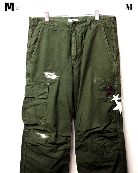 M【Mエム star patch repair military pants 12HS-MPT002 khaki Mエム スター パッチ リペア ミリタリー パンツ カーキ】_画像1