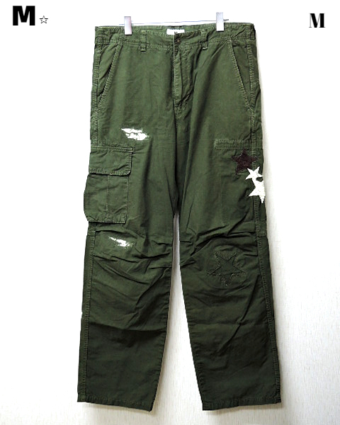 M【Mエム star patch repair military pants 12HS-MPT002 khaki Mエム スター パッチ リペア ミリタリー パンツ カーキ】_画像2