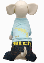新品★犬服★299★Bitchなつなぎ★ブルー★S・M★胴回り32～37㎝★男の子におすすめ