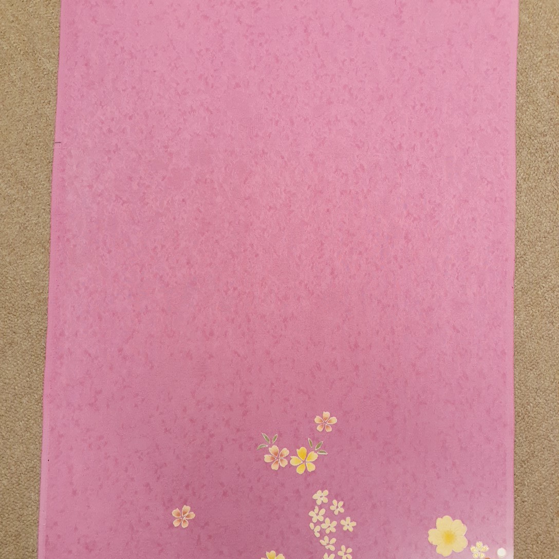 正絹　121704　ピンク色　花柄　シルク230cm　はぎれ　ハギレ　リメイク　ハンドメイド