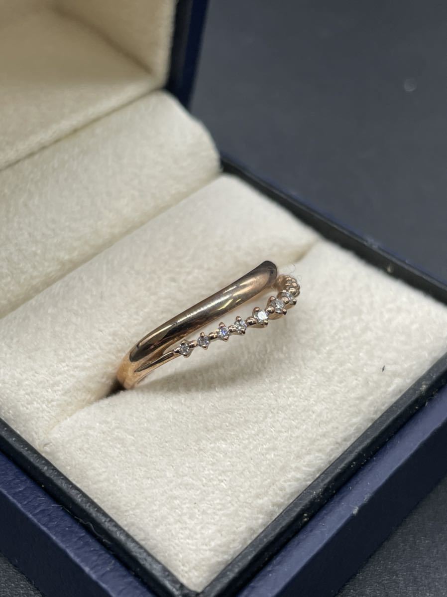 【4773】VENDOME AOYAMA ヴァンドーム青山 K18 ダイヤリング 11P 9号 5UK ピンクゴールド