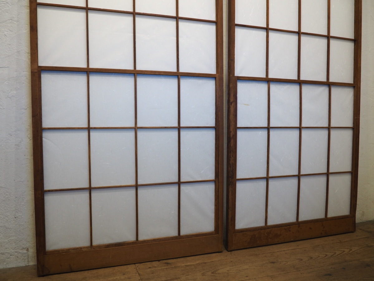 taW0788*[H177cm×W89cm]×2 sheets * retro taste ... snow see shoji door * fittings sliding door old Japanese-style house reproduction block shop peace . antique Vintage L pine 