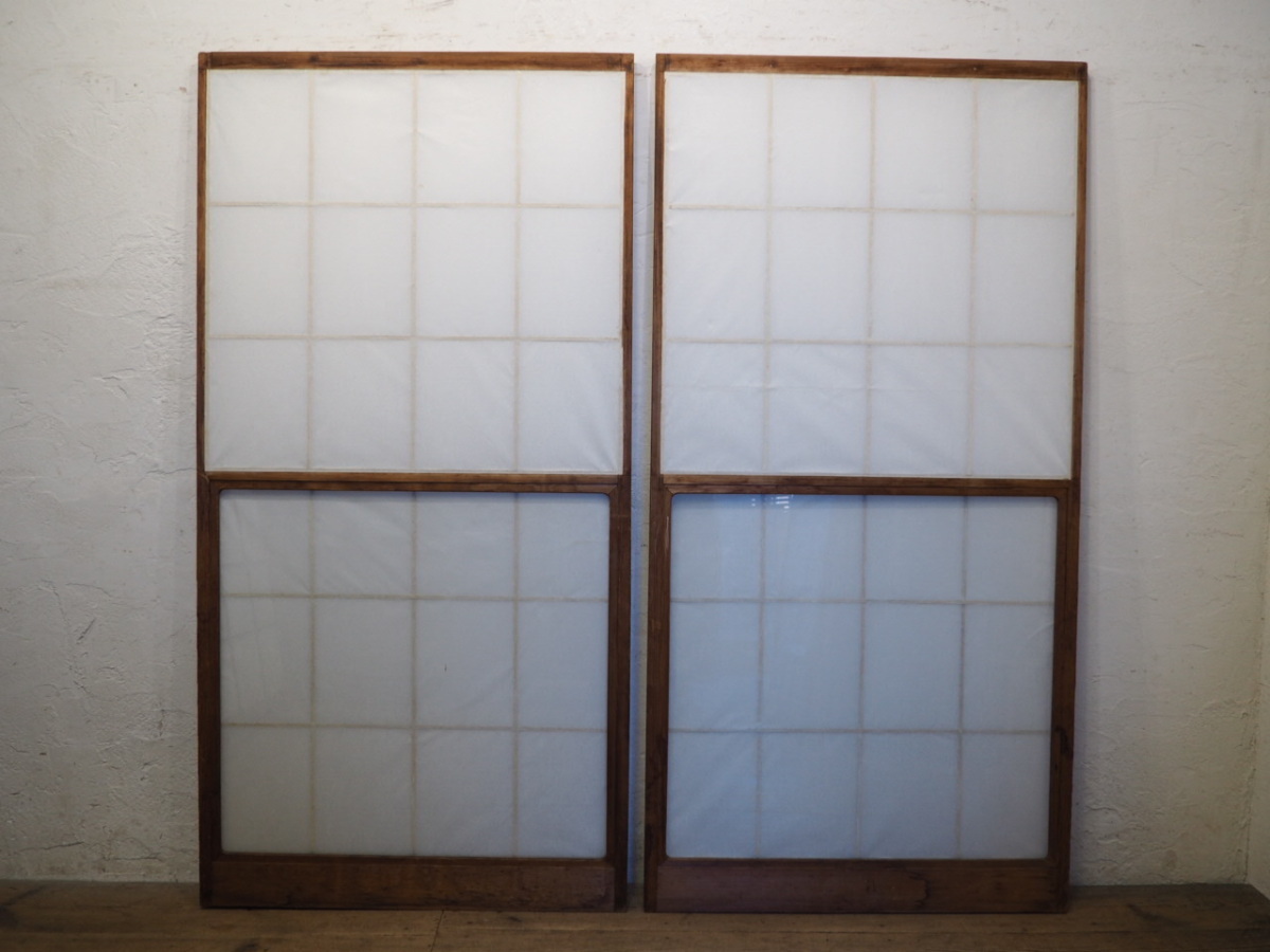 taW0788*[H177cm×W89cm]×2 sheets * retro taste ... snow see shoji door * fittings sliding door old Japanese-style house reproduction block shop peace . antique Vintage L pine 