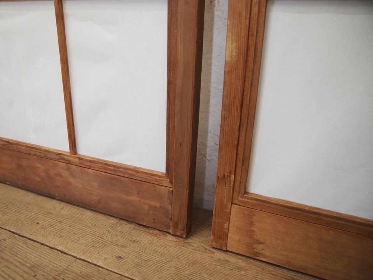 taS322*(2)[H176,5cm×W67cm]×4 sheets * condition. is good wonderful snow see shoji door * fittings sliding door glass door sash old Japanese-style house retro M pine 