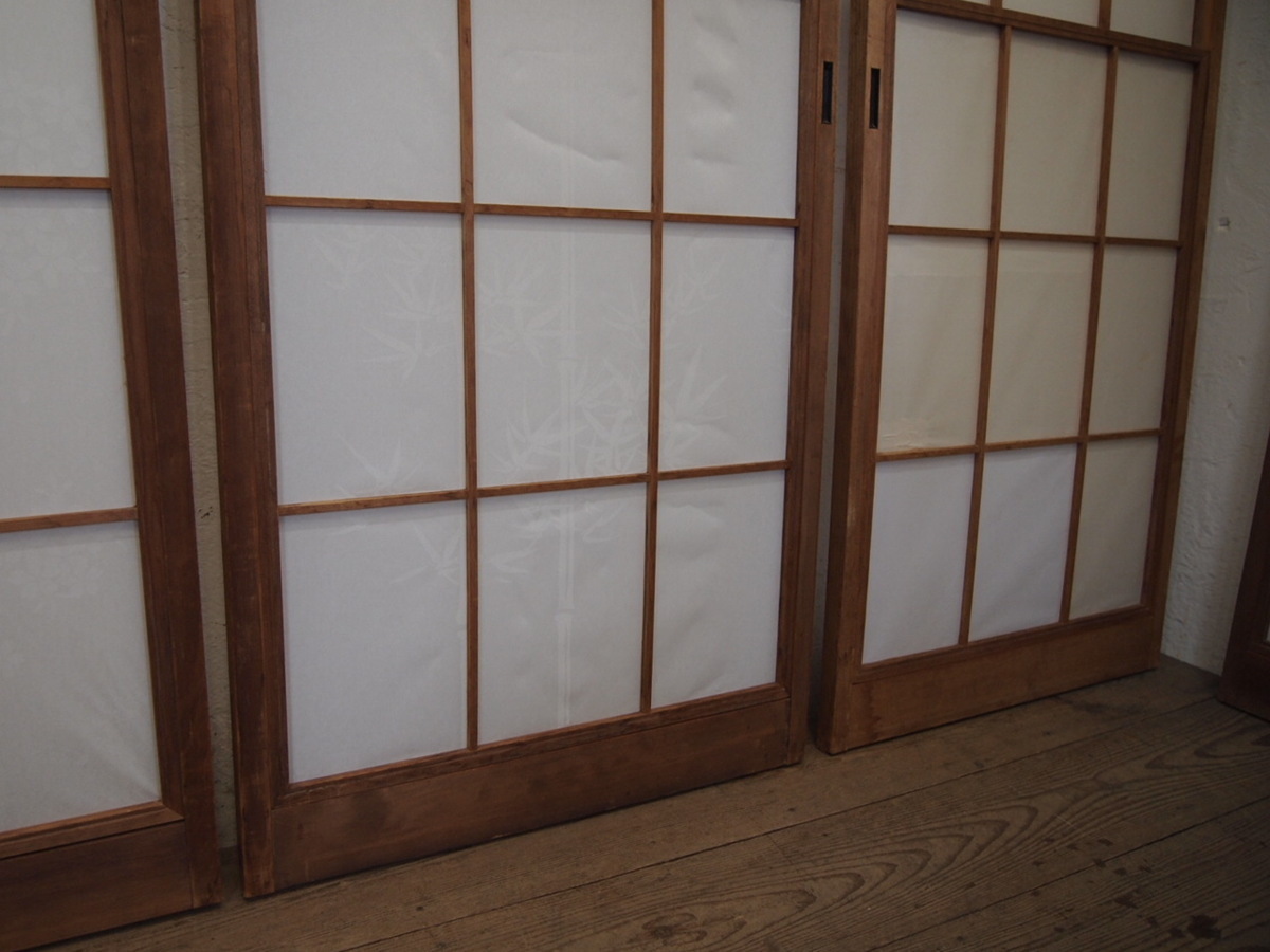 taS322*(2)[H176,5cm×W67cm]×4 sheets * condition. is good wonderful snow see shoji door * fittings sliding door glass door sash old Japanese-style house retro M pine 