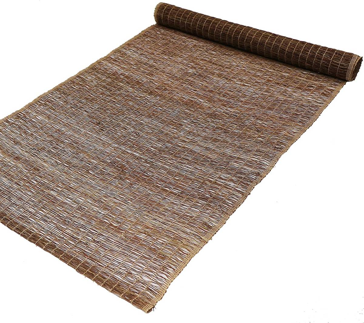 テーブルランナー 手織り布 ちょま生地夏布 天然素材シンプル 素朴なモダン 中華風和風侘寂わびさび禅茶席 （35×260cm）麻褐色 