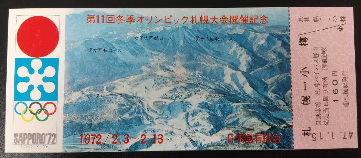 第11回　冬季オリンピック　札幌大会開催記念乗車券　国鉄　札幌オリンピック