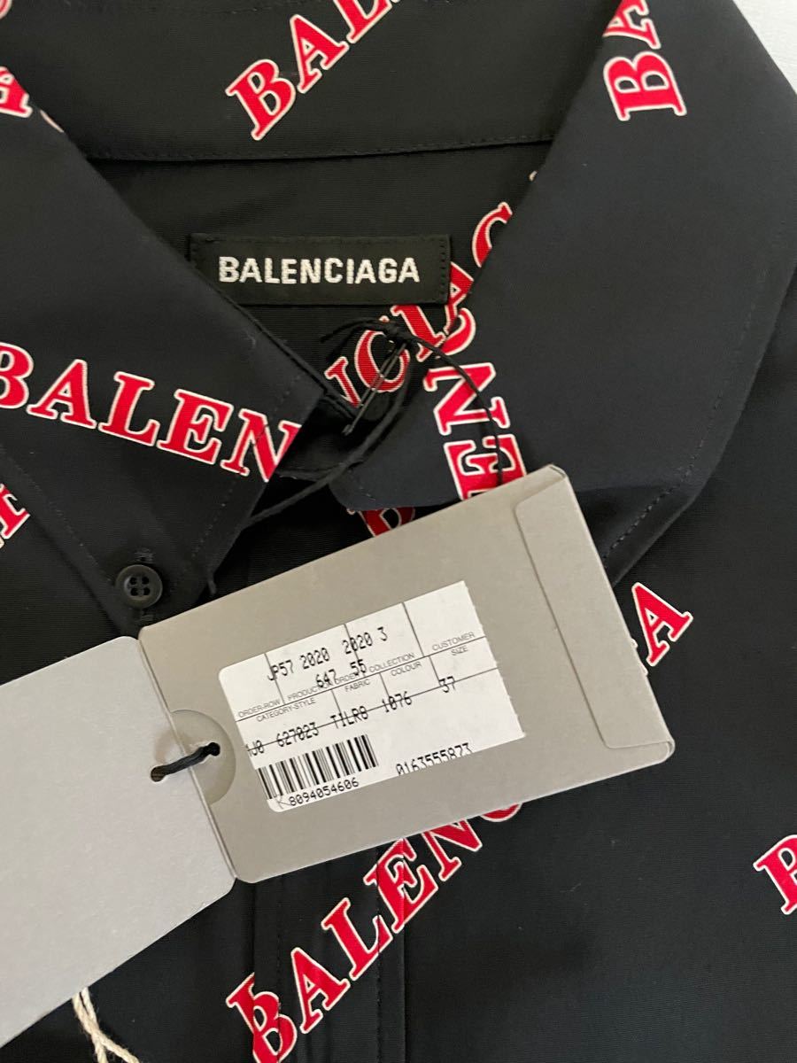 新品】BALENCIAGAバレンシアガ オールオーバー ロゴプリント シャツ