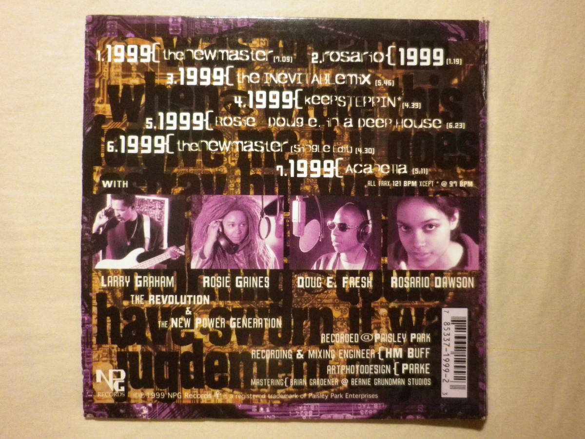 『Prince/1999 The New Master(1999)』(紙ジャケ,NPG RECORDS 85337 1999 2,輸入盤,7track,Remix)の画像2