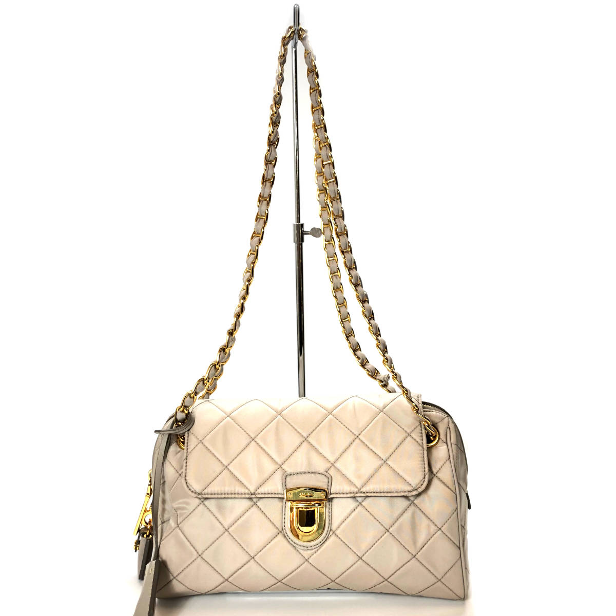 メーカー直売】 【中古美品】 PRADA BR4965 ゴールド金具 グレージュ系