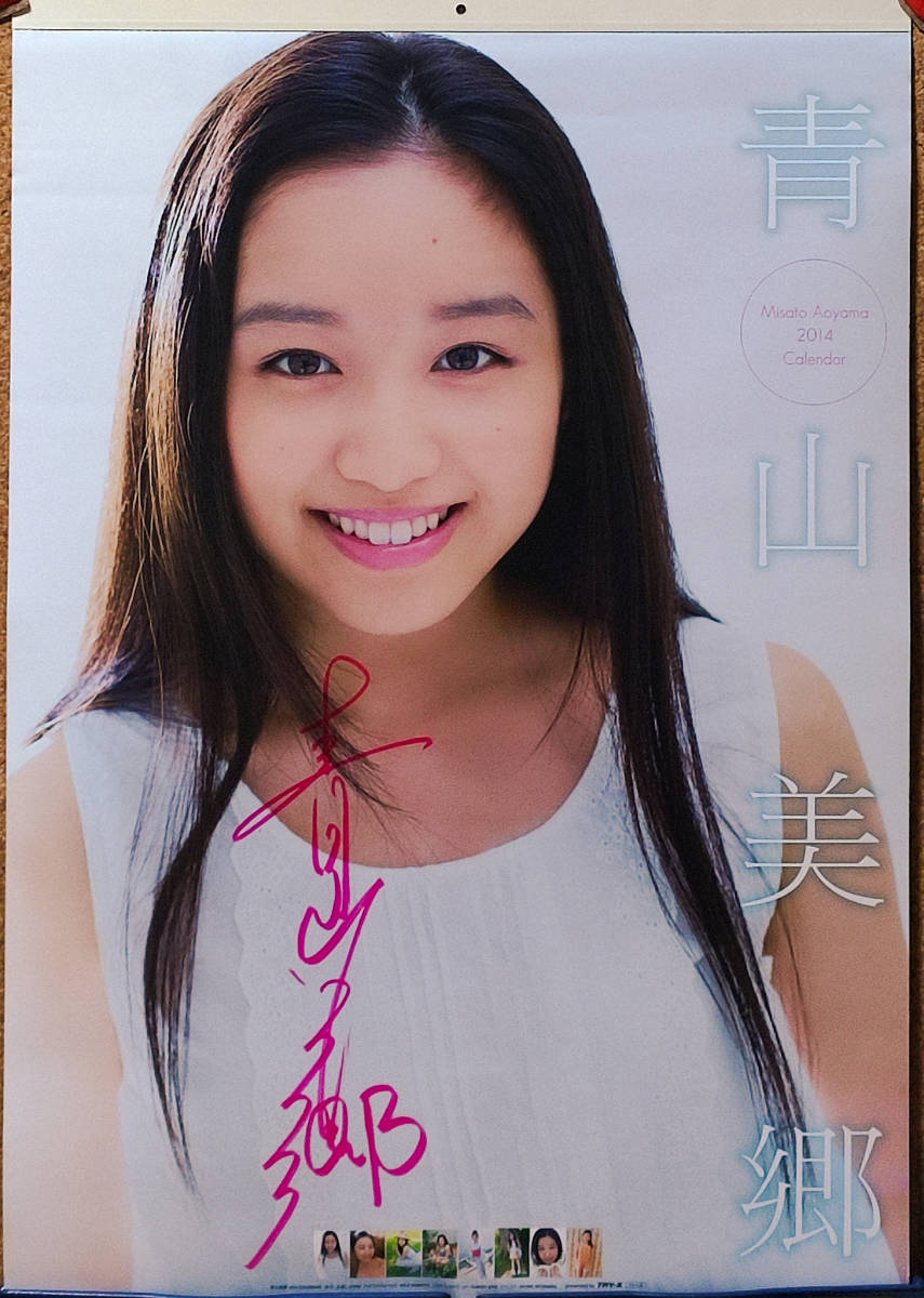 送料無料即決!直筆サイン入り!青山美郷 2014年 カレンダー B2サイズ 8枚綴り。未使用美品。ハゴロモ TRY-X
