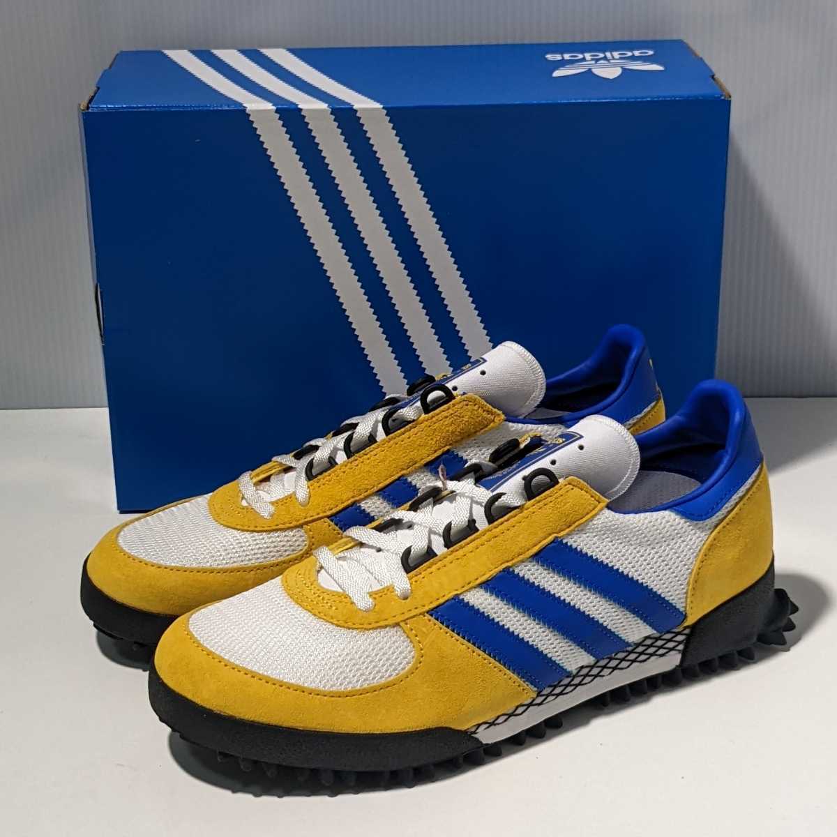 新品未使用 28cm Adidas Marathon TR アディダス マラソン ホワイト ゴールド ブルー レトロランニング スニーカー FY3683_画像1