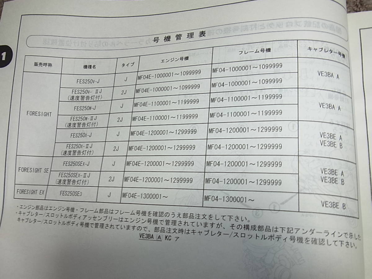 Q★ ホンダ　フォーサイト / SE　FES250 MF04-100 110 120 130　パーツカタログ 7版_画像6