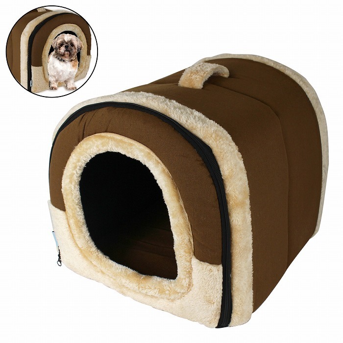 1549円 最大65%OFFクーポン ペットベッド 犬 猫 ドーム型 ペットハウス 2way ペットソファー ドーム型ベッド S ブラウン
