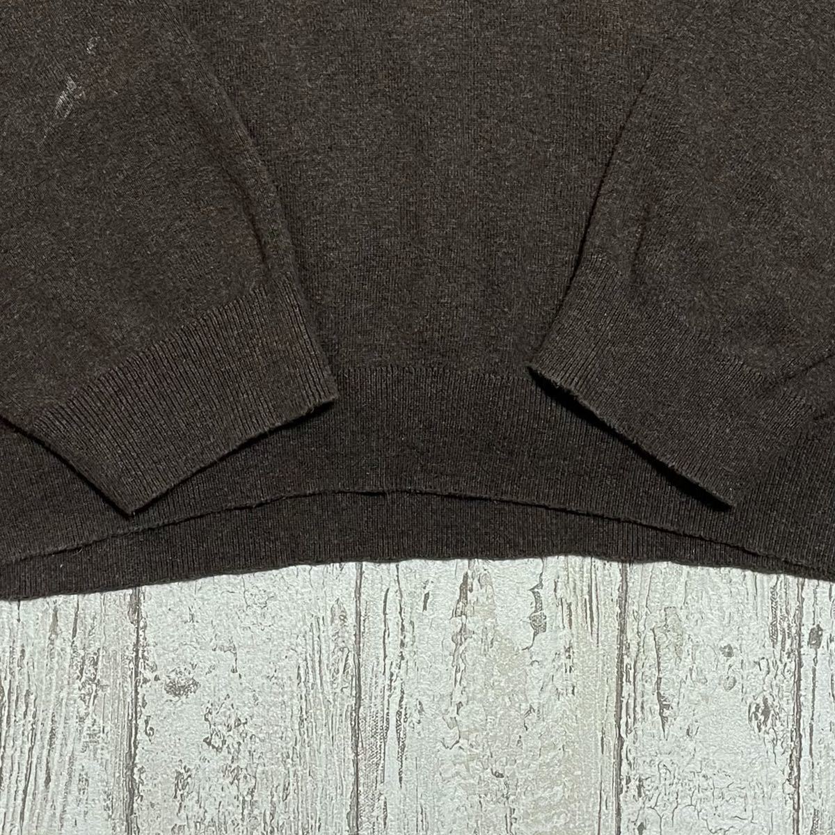 【アースカラー】ポロバイラルフローレン Polo by Ralph Lauren コットンセーター XLサイズ ダークブラウン 刺繍ロゴ 21-235_画像5
